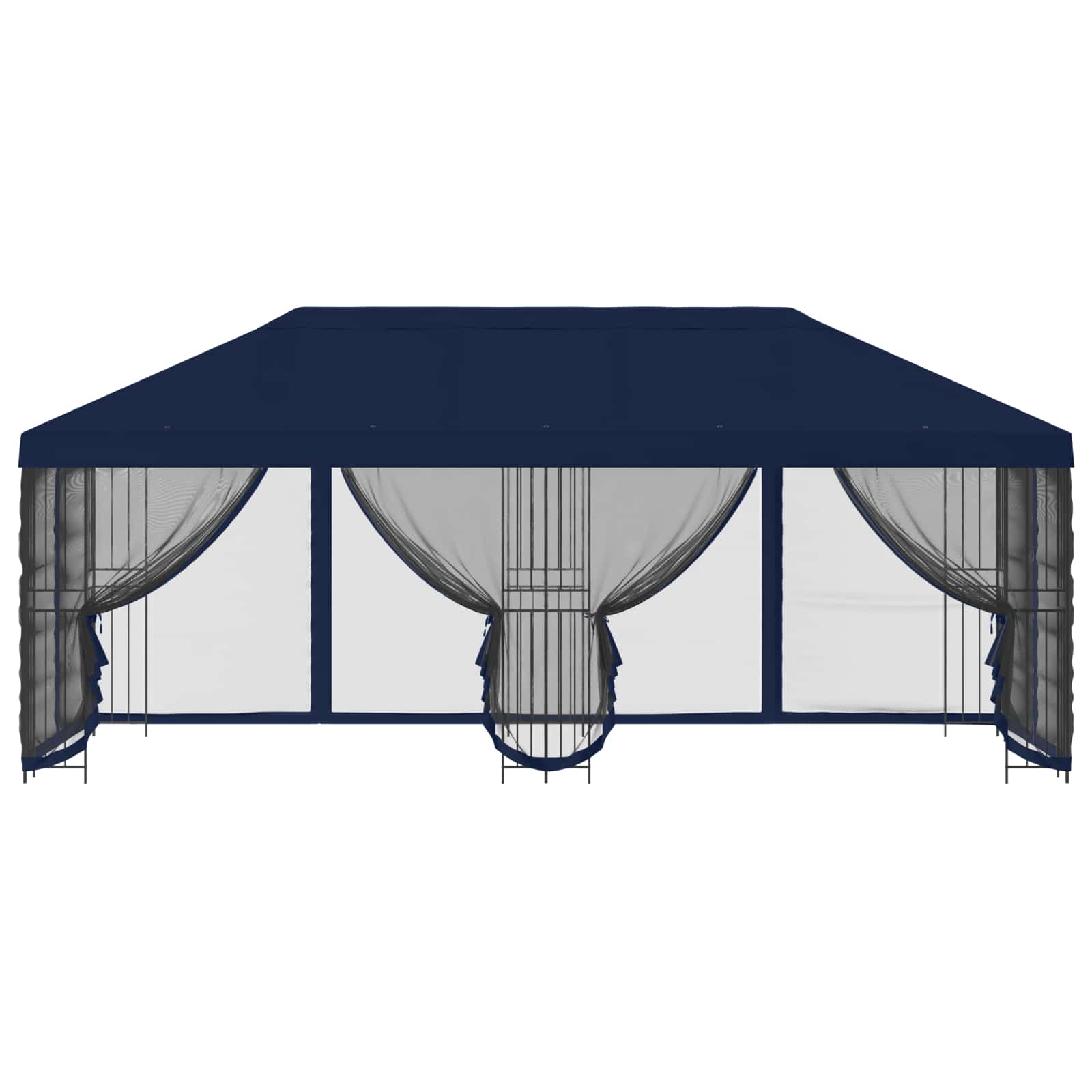 Pavillon mit Seitenwänden 6 x 3 m Blau Polyester und Stahl 190