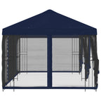 Pavillon mit Seitenwänden 6 x 3 m Blau Polyester und Stahl 190