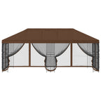 Pavillon mit Seitenwänden 6 x 3 m Braun Polyester und Stahl 190