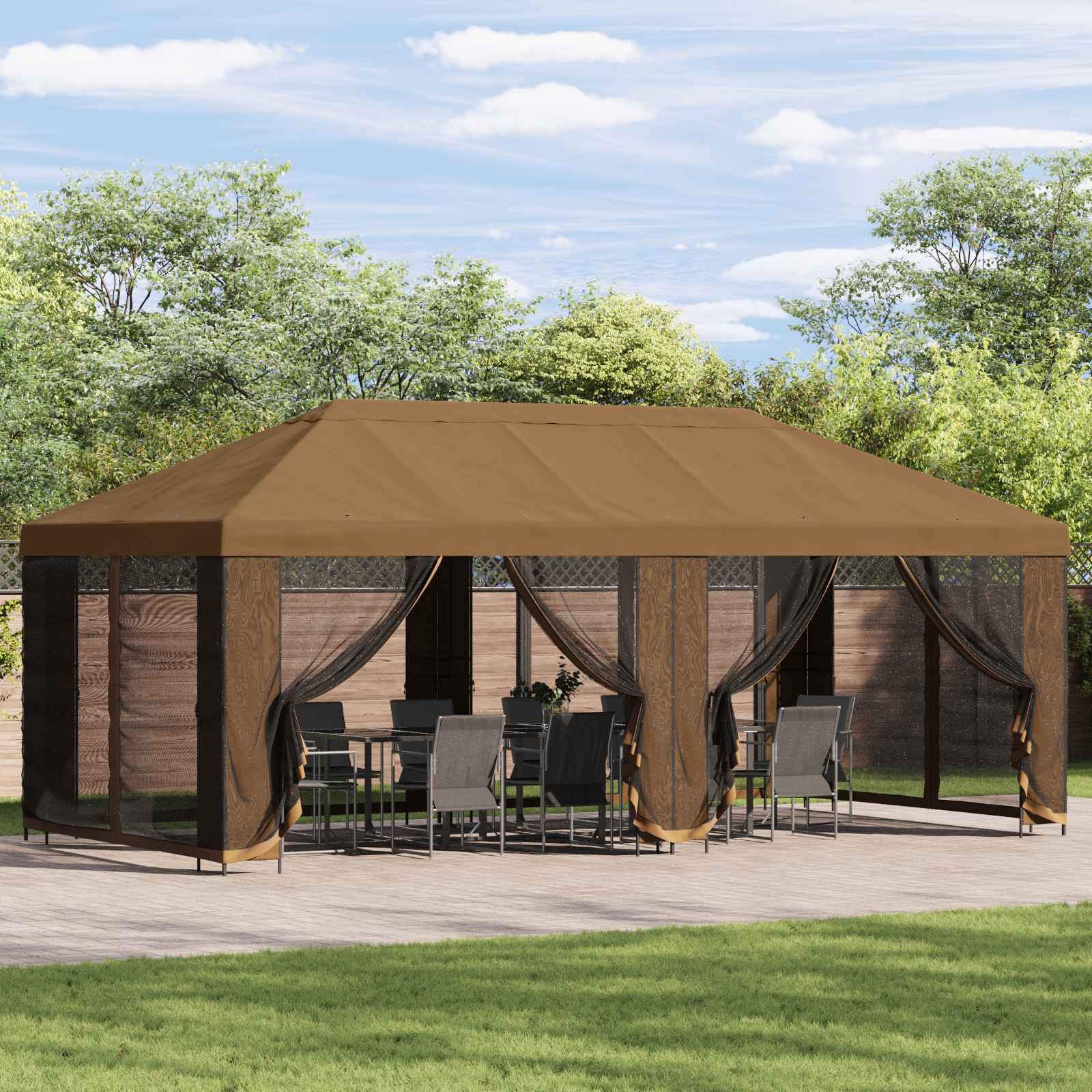Garten Pavillon 6 x 3 m Beige Polyester und Stahl 190