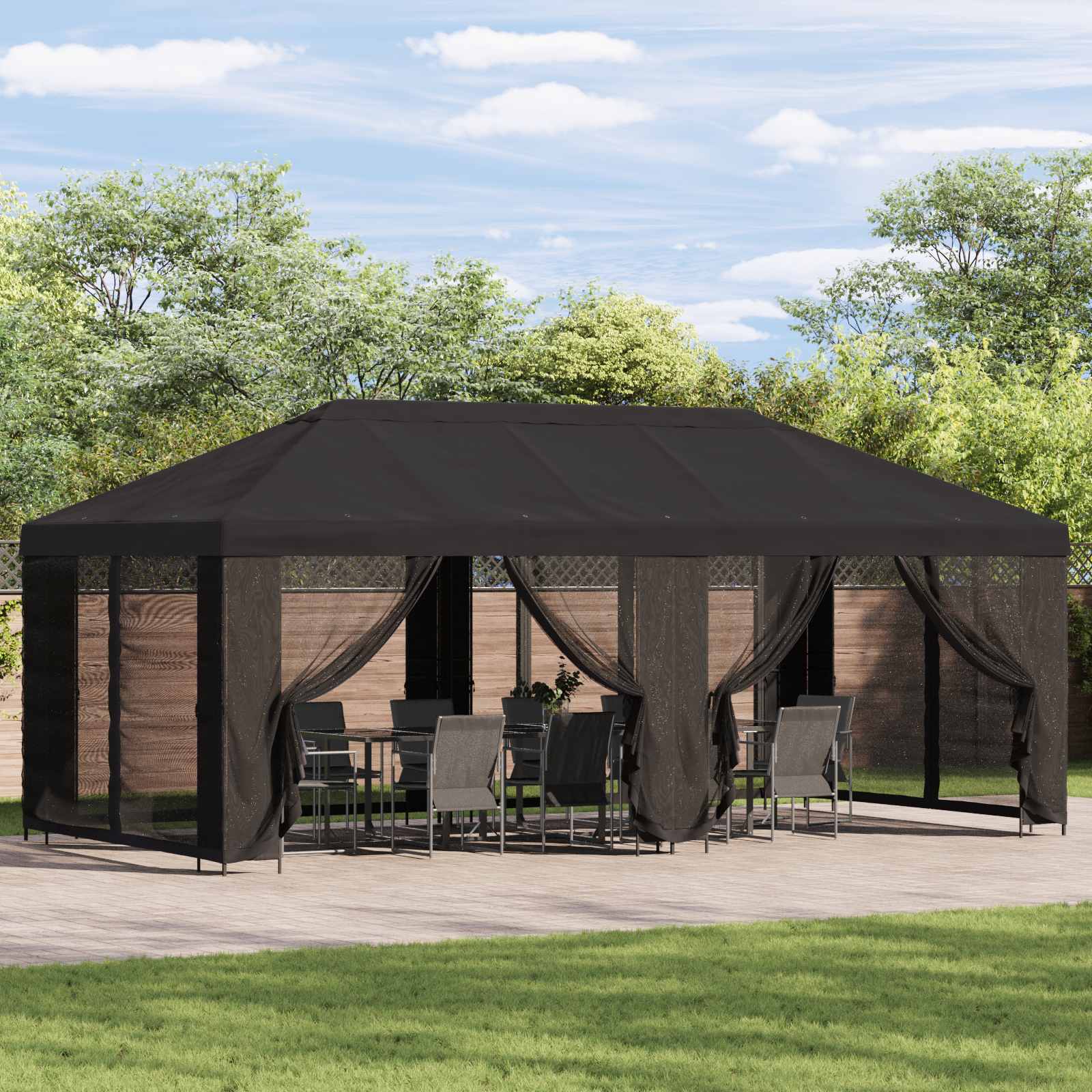 Garten Pavillon 6 x 3 m Anthrazit Polyester und Stahl 190