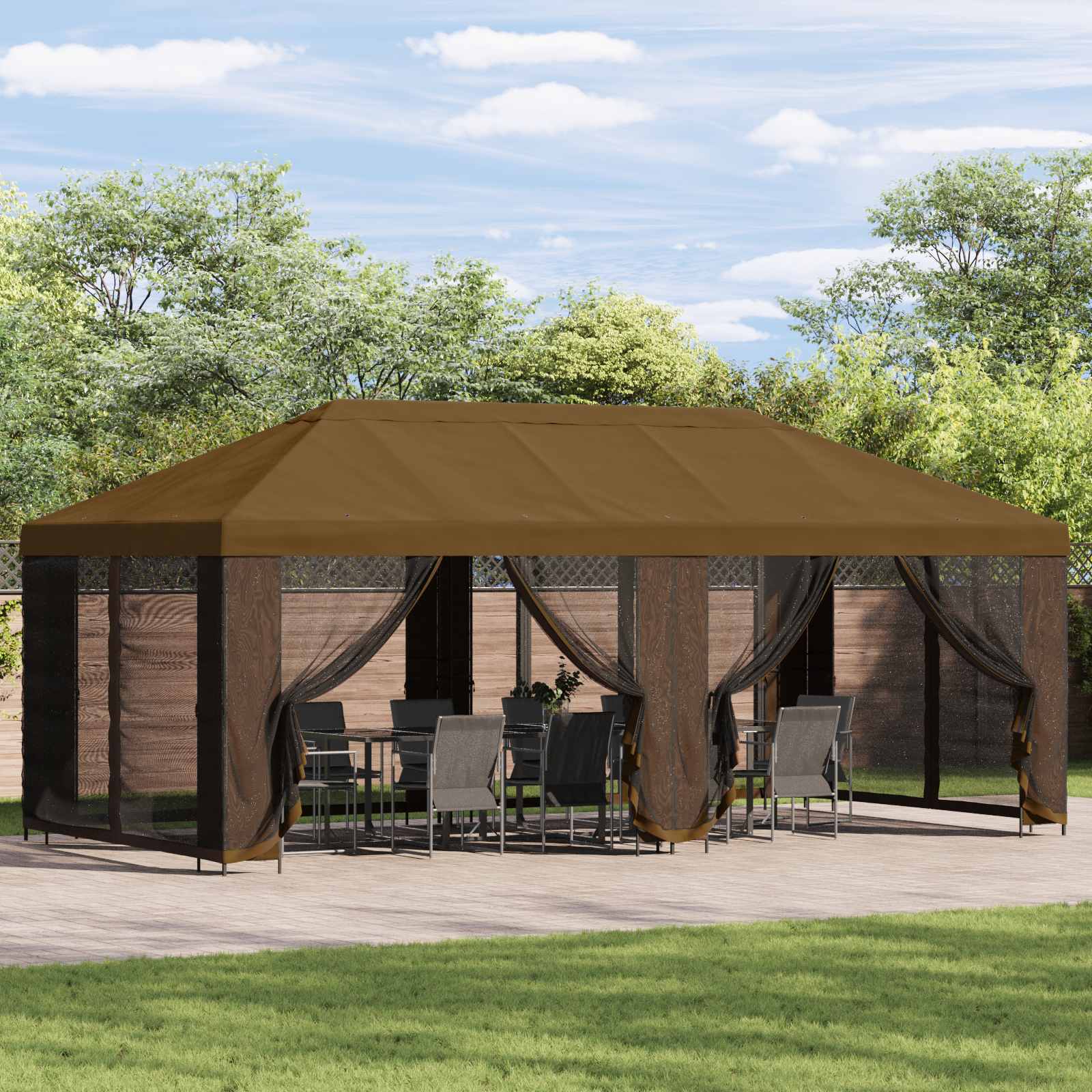 Garten Pavillon 6 x 3 m Taupe Polyester und Stahl 190