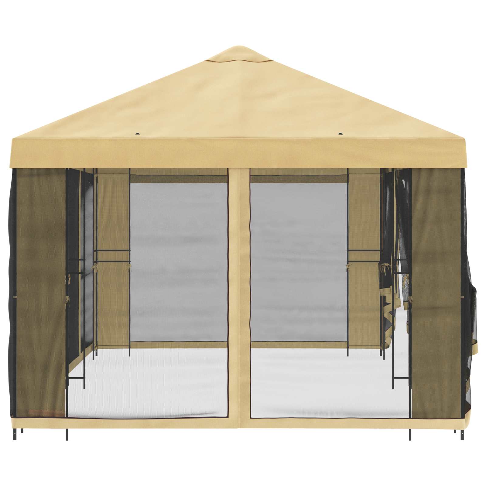 Pavillon mit Seitenwänden 6 x 3 m Creme Polyester und Stahl 190