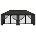 Pavillon mit Seitenwänden 6 x 3 m Anthrazit Polyester und Stahl