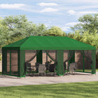 Pavillon mit Seitenwänden 6 x 3 m Grün Polyester und Stahl 190