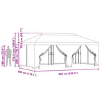 Pavillon mit Seitenwänden 6 x 3 m Grün Polyester und Stahl 190