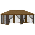Pavillon mit Seitenwänden 6 x 3 m Taupe Polyester und Stahl 190
