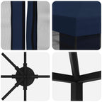 Pavillon mit Seitenwänden 6 x 3 m Blau Polyester und Stahl 190