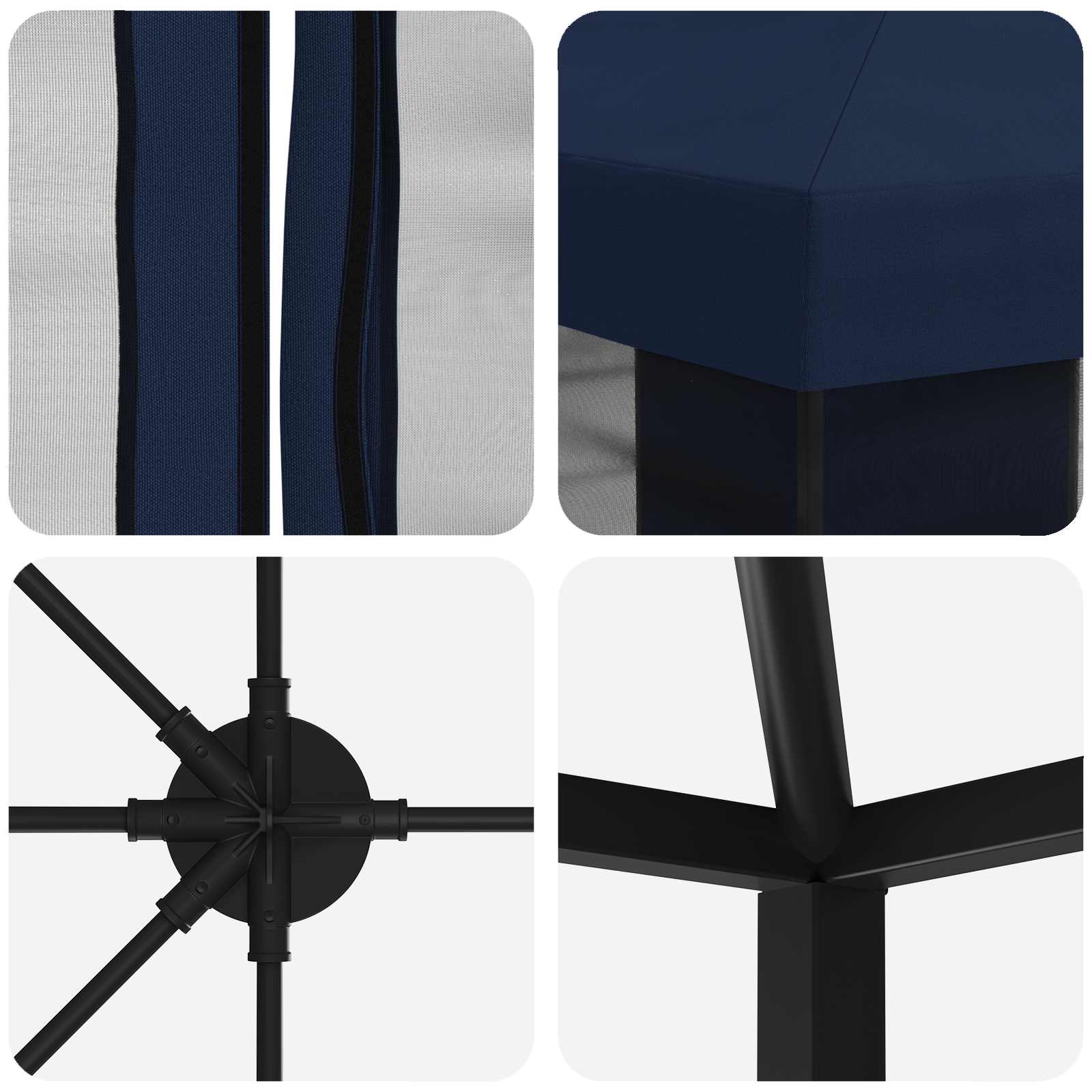 Pavillon mit Seitenwänden 6 x 3 m Blau Polyester und Stahl 190
