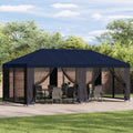 Pavillon mit Seitenwänden 6 x 3 m Blau Polyester und Stahl 190