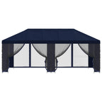 Pavillon mit Seitenwänden 6 x 3 m Blau Polyester und Stahl 190