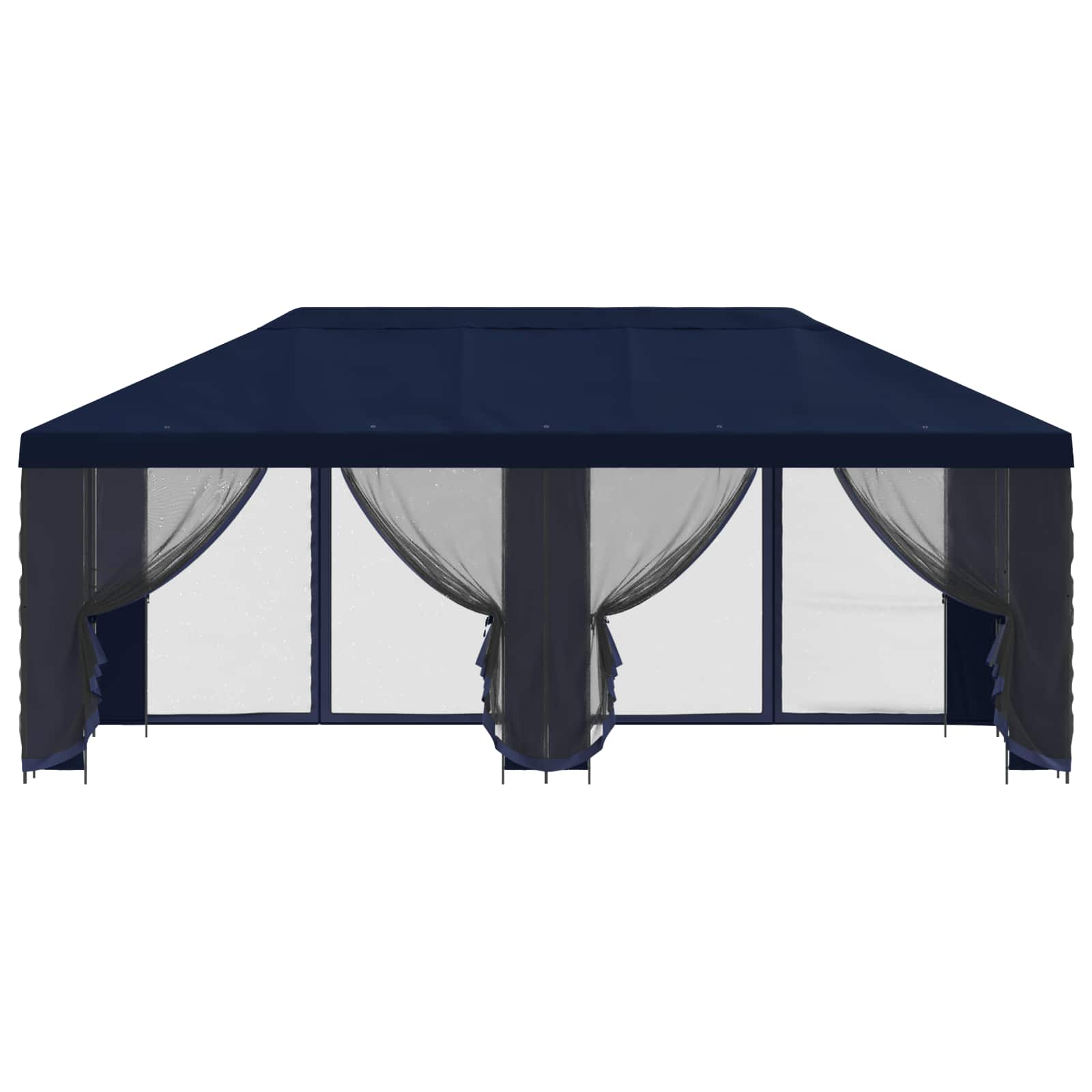 Pavillon mit Seitenwänden 6 x 3 m Blau Polyester und Stahl 190