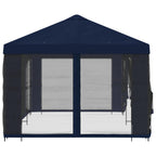 Pavillon mit Seitenwänden 6 x 3 m Blau Polyester und Stahl 190