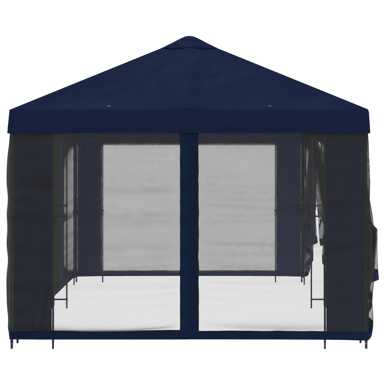 Pavillon mit Seitenwänden 6 x 3 m Blau Polyester und Stahl 190