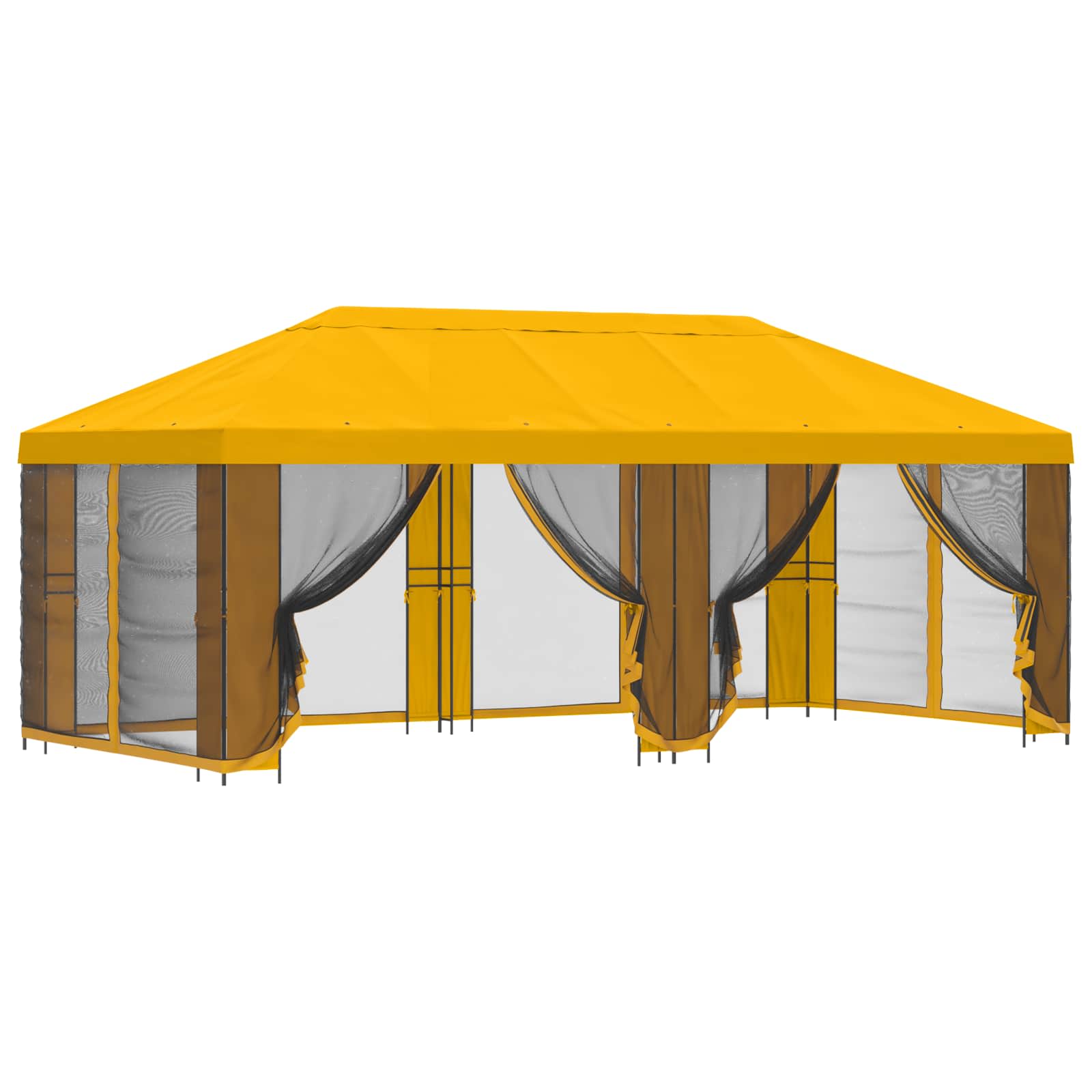 Pavillon mit Seitenwänden 6 x 3 m Gelb Polyester und Stahl 190