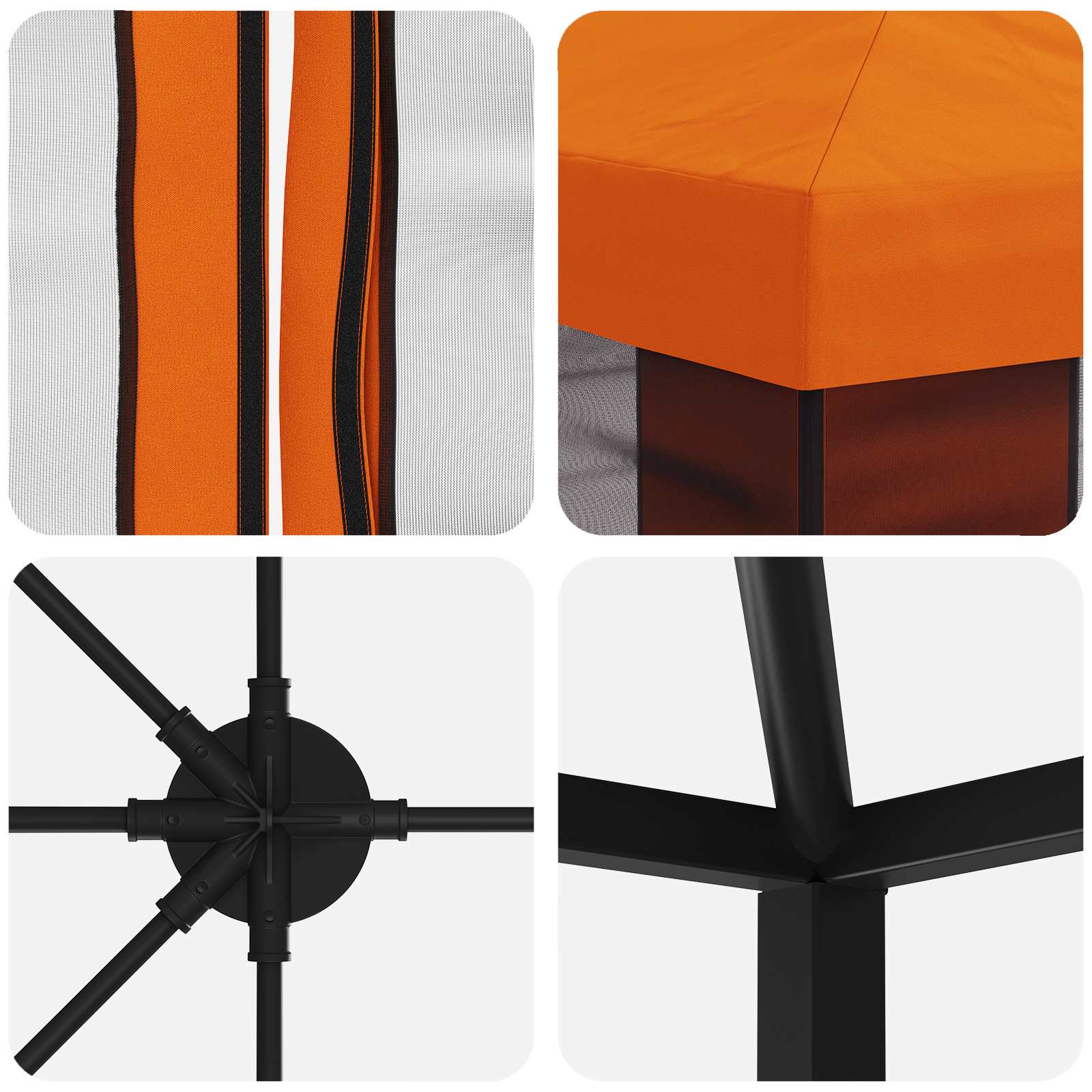 Pavillon mit Seitenwänden 6 x 3 m Orange Polyester und Stahl
