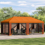 Pavillon mit Seitenwänden 6 x 3 m Orange Polyester und Stahl