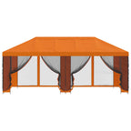 Pavillon mit Seitenwänden 6 x 3 m Orange Polyester und Stahl