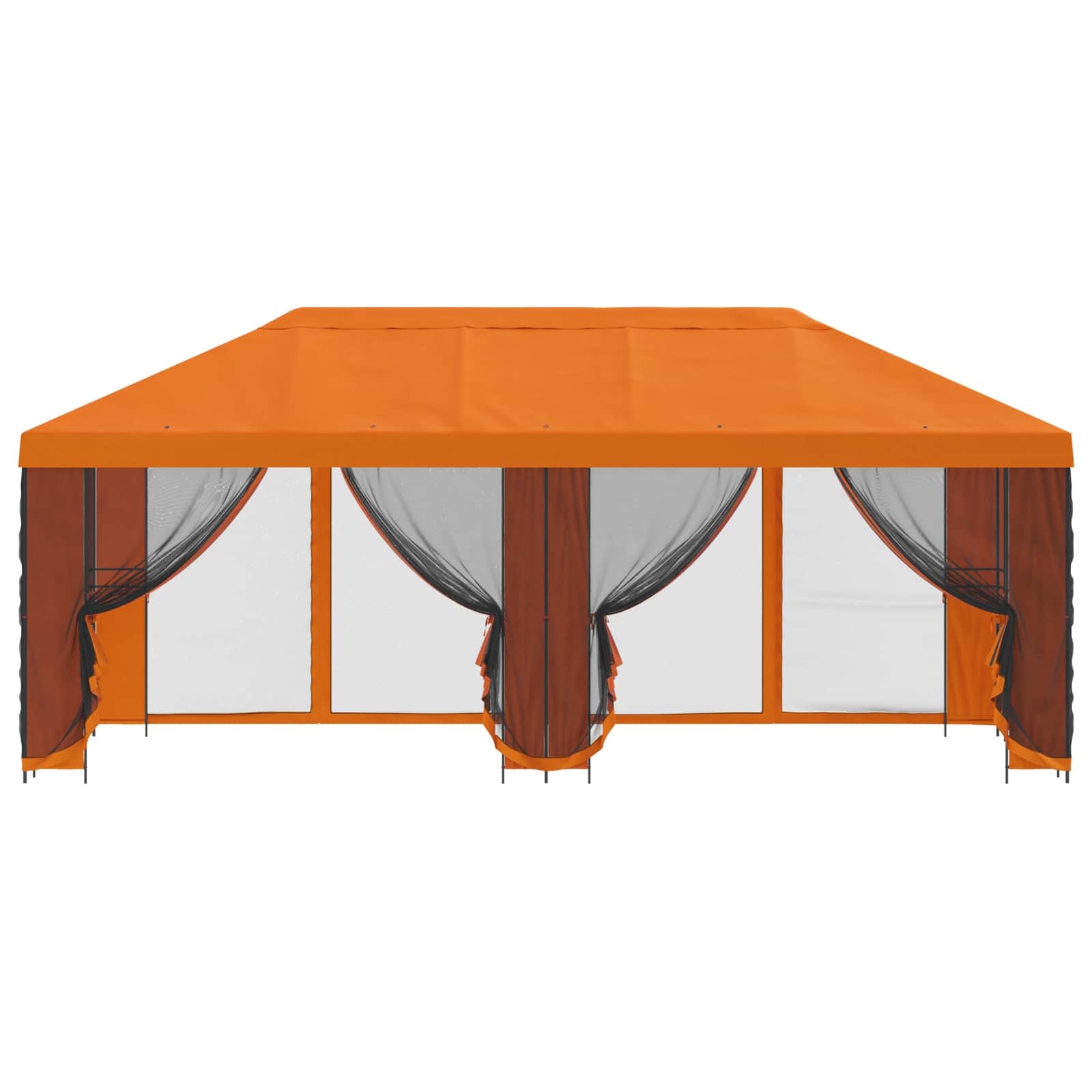 Pavillon mit Seitenwänden 6 x 3 m Orange Polyester und Stahl