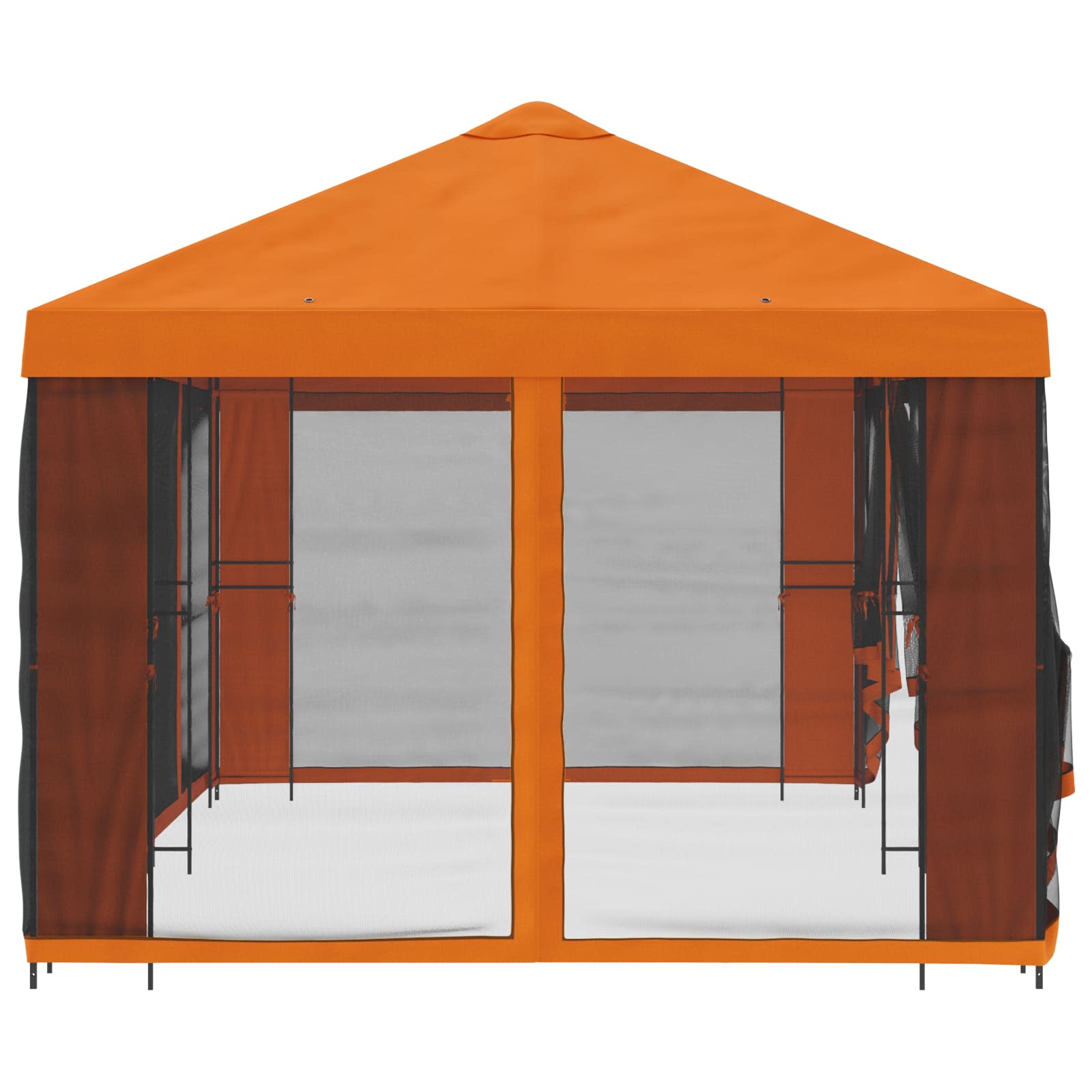 Pavillon mit Seitenwänden 6 x 3 m Orange Polyester und Stahl