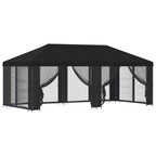 Pavillon mit Seitenwänden 6 x 3 m Schwarz Polyester und Stahl