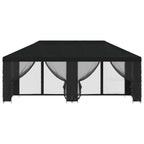 Pavillon mit Seitenwänden 6 x 3 m Schwarz Polyester und Stahl