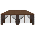 Pavillon mit Seitenwänden 6 x 3 m Braun Polyester und Stahl 190