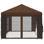Pavillon mit Seitenwänden 6 x 3 m Braun Polyester und Stahl 190