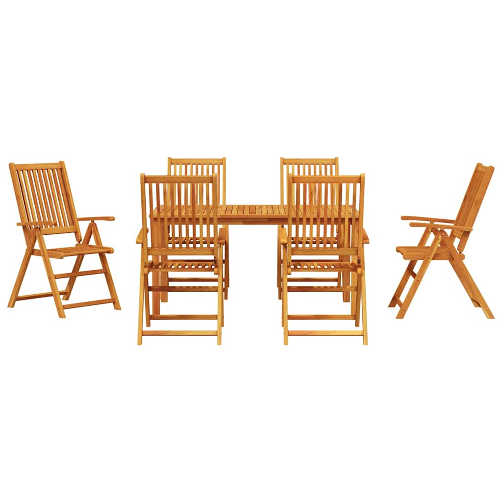 Garten Essgruppe Faltbar 7 pcs Braun Massivholz Akazie