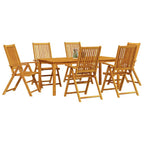 Garten Essgruppe Faltbar 7 pcs Braun Massivholz Akazie