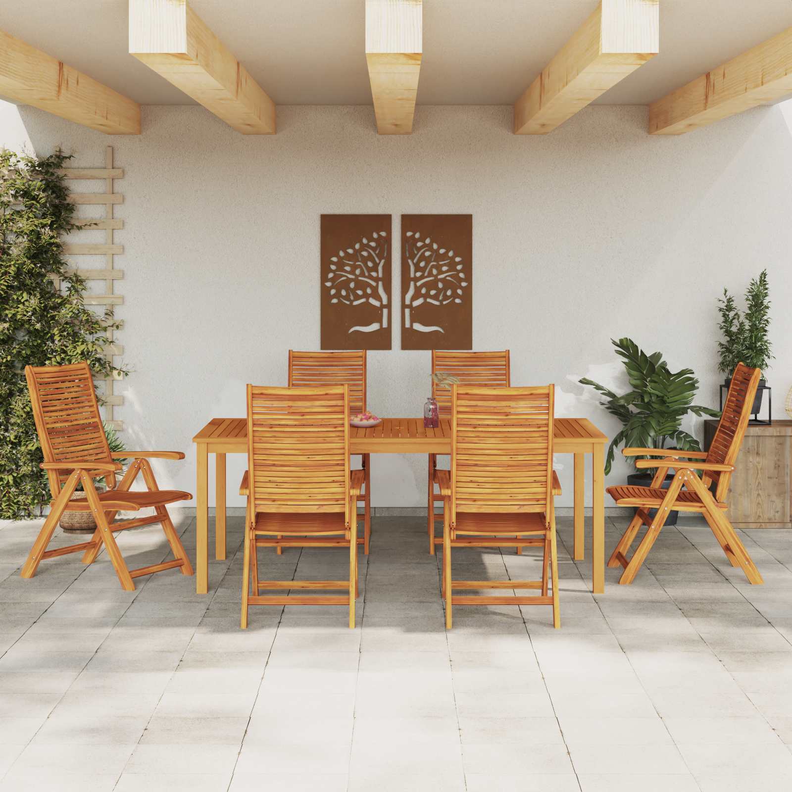 Garten Essgruppe 7 pcs Braun Massivholz Akazie