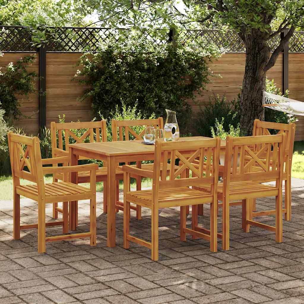 Garten Essgruppe 7 pcs Braun Massivholz Akazie
