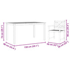 Garten Essgruppe 7 pcs Braun Massivholz Akazie