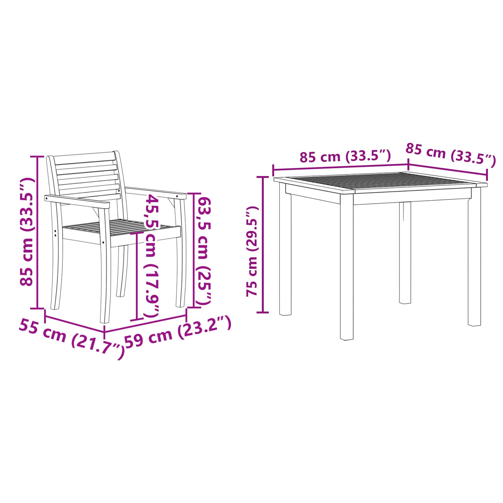 Garten Essgruppe 5 pcs Braun Massivholz Akazie