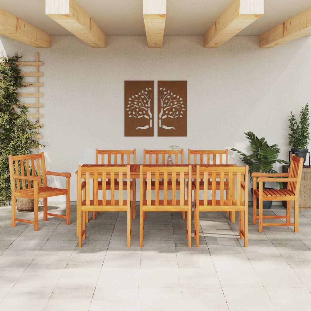 Garten Essgruppe 9 pcs Braun Massivholz Akazie