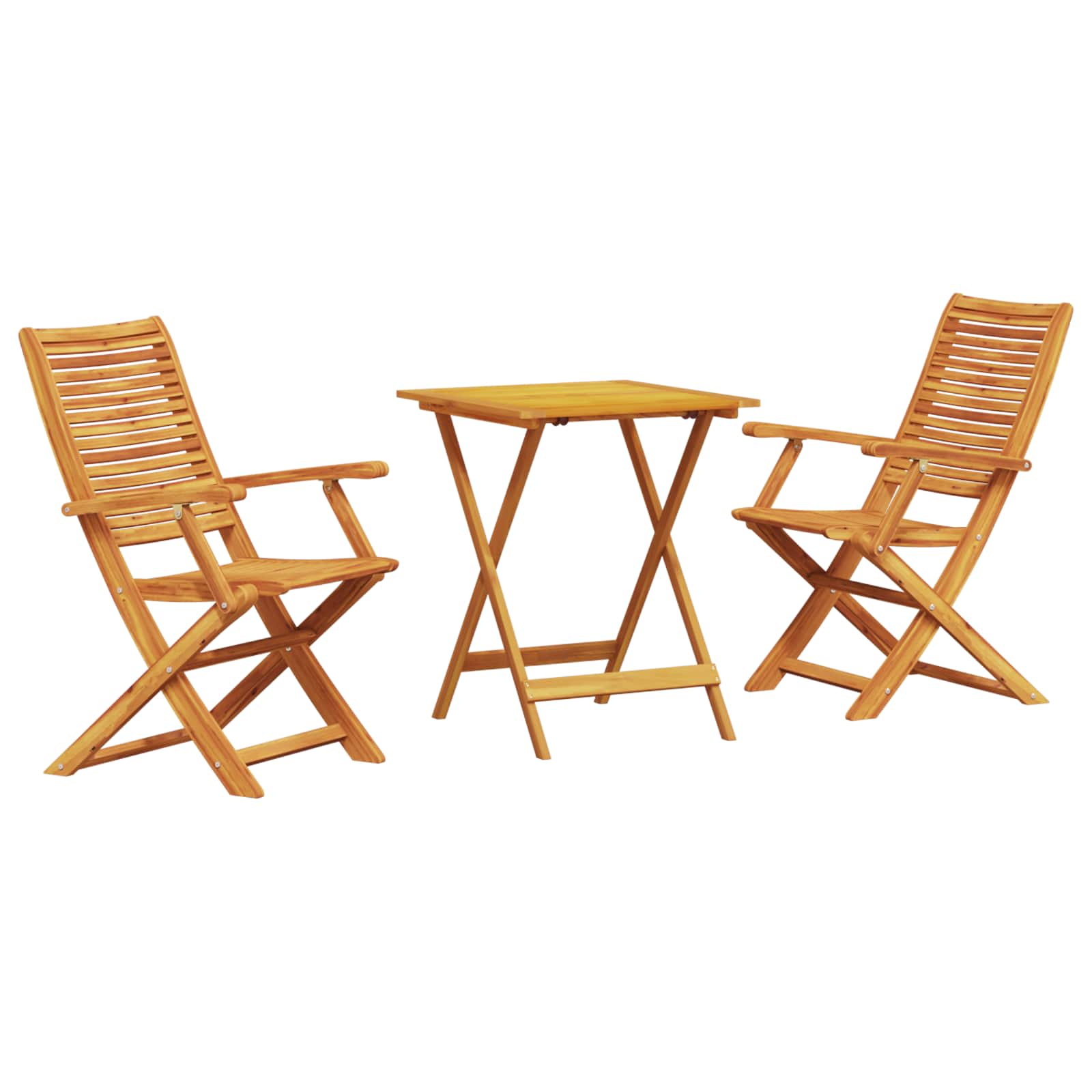 Klapp Bistro Set 3 pcs Braun Massivholz Akazie