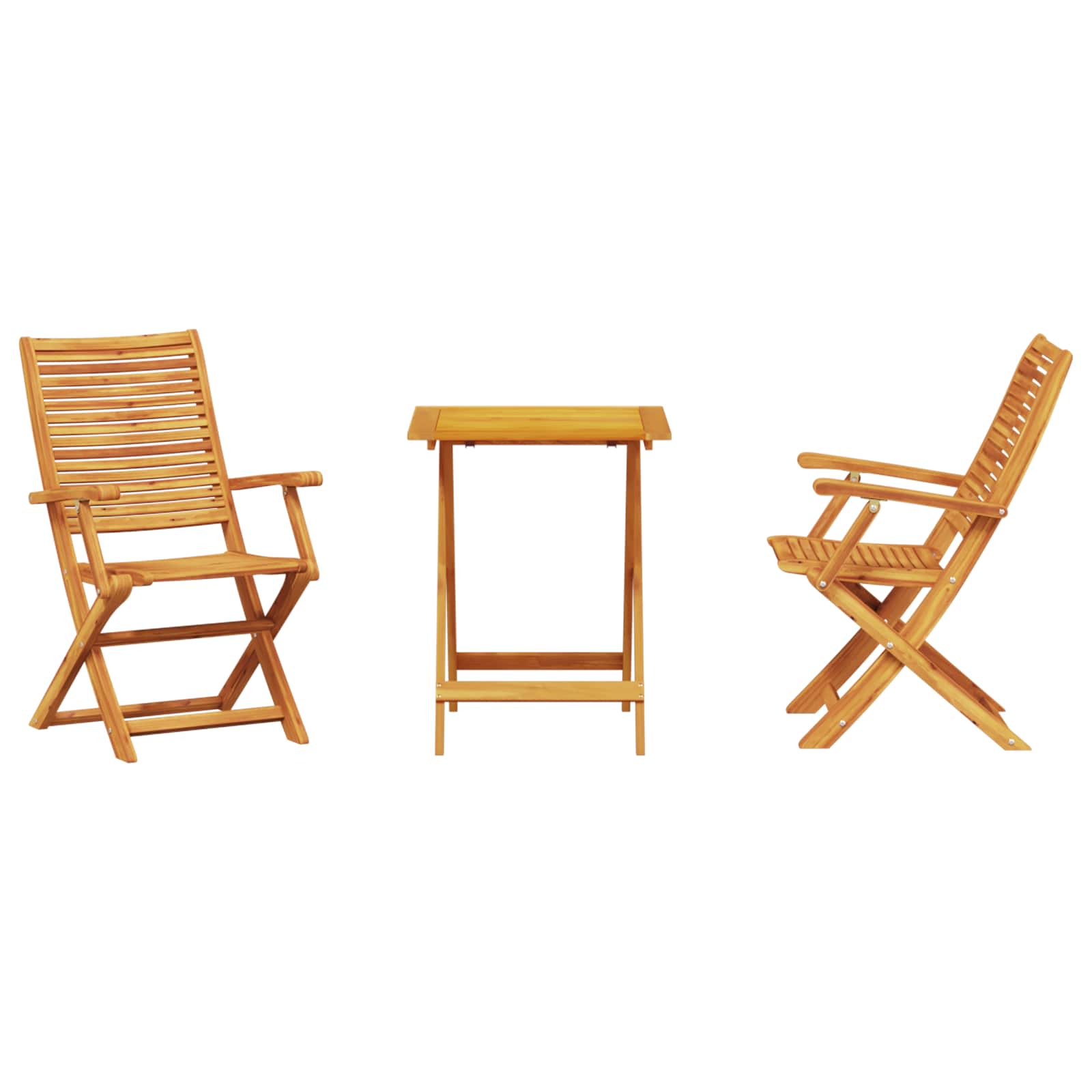 Klapp Bistro Set 3 pcs Braun Massivholz Akazie