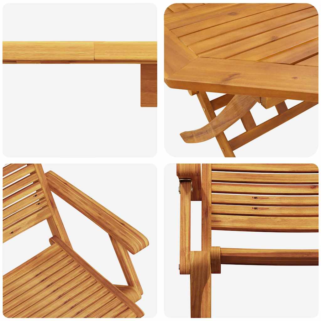 Klapp Bistro Set 3 pcs Braun Massivholz Akazie