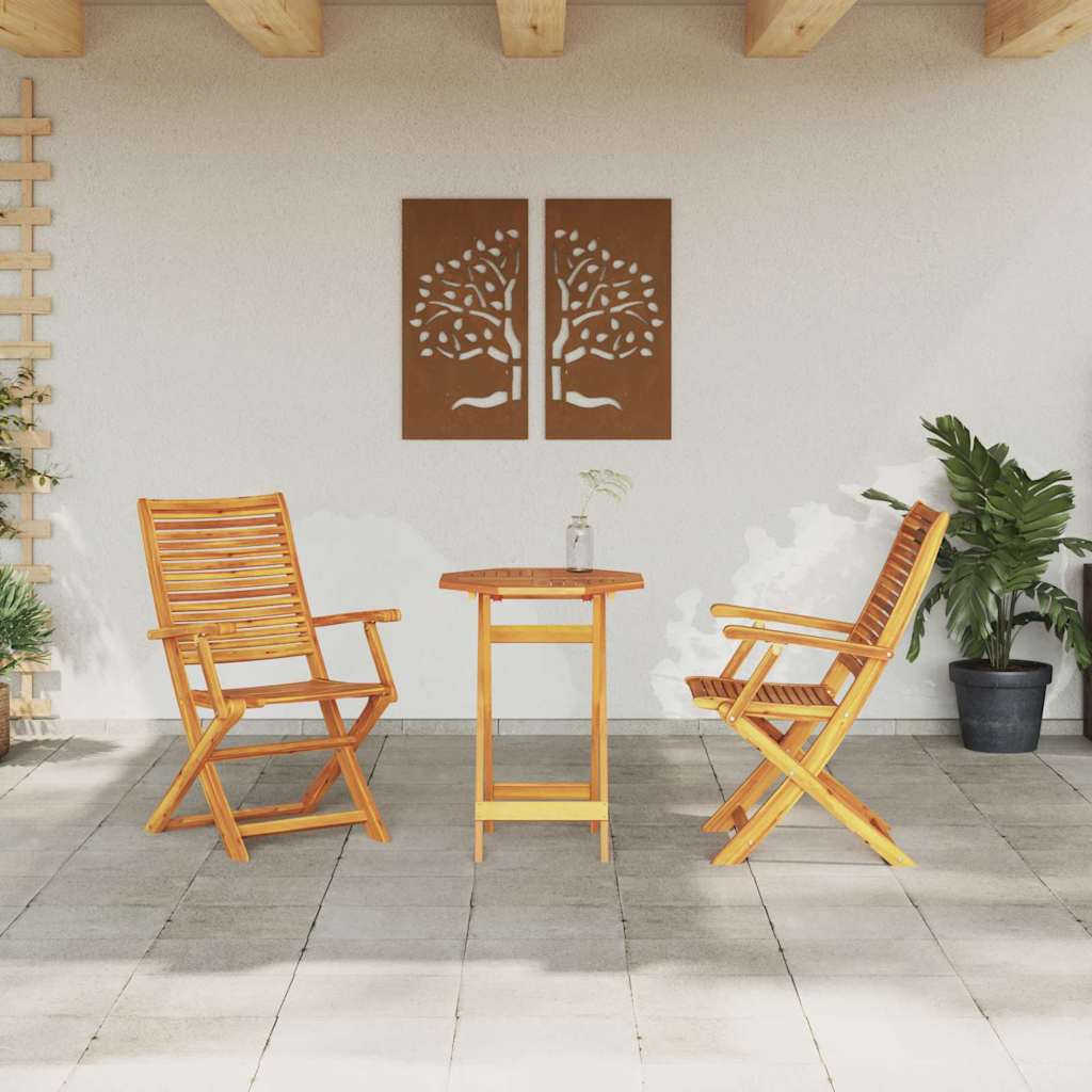 Klapp Bistro Set 3 pcs Braun Massivholz Akazie