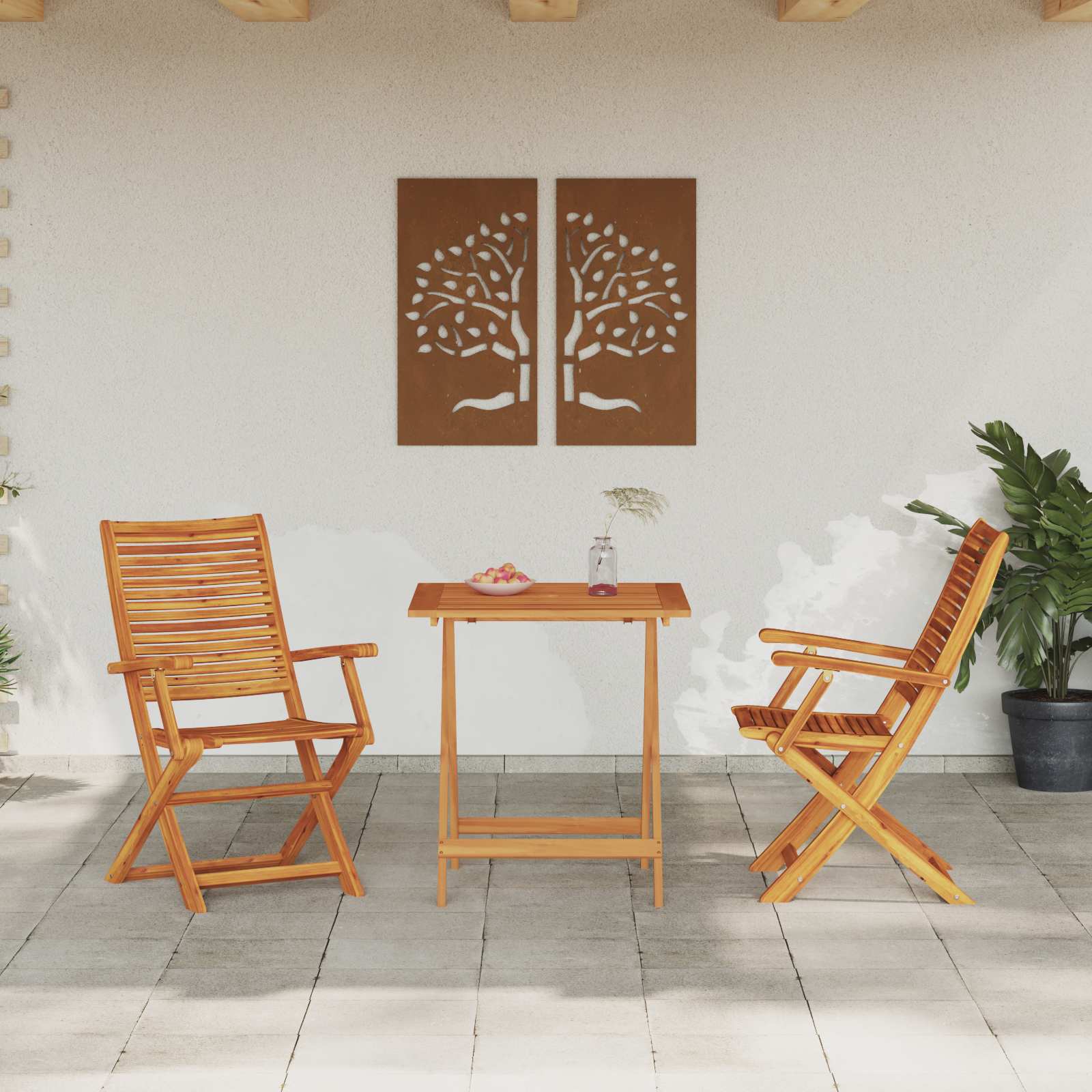 Klapp Bistro Set 3 pcs Braun Massivholz Akazie