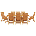 Garten Essgruppe 9 pcs Braun Massivholz Akazie