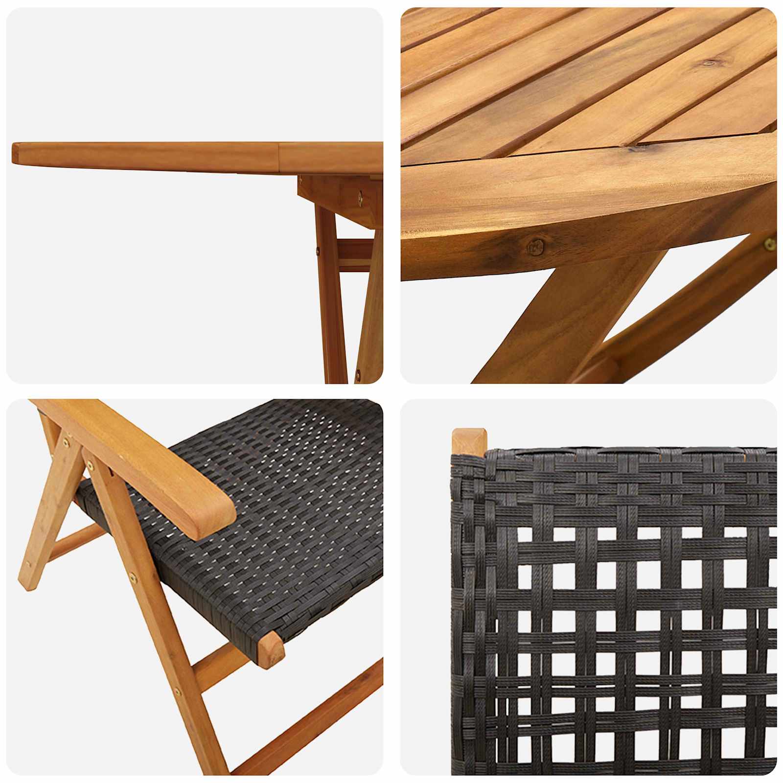 Garten Essgruppe 5 pcs Schwarz Massivholz Akazie