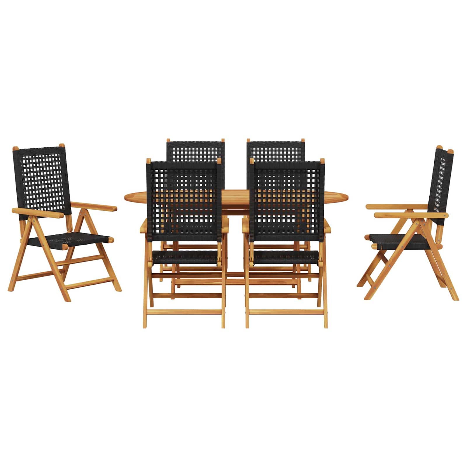 Garten Essgruppe 7 pcs Schwarz Massivholz Akazie