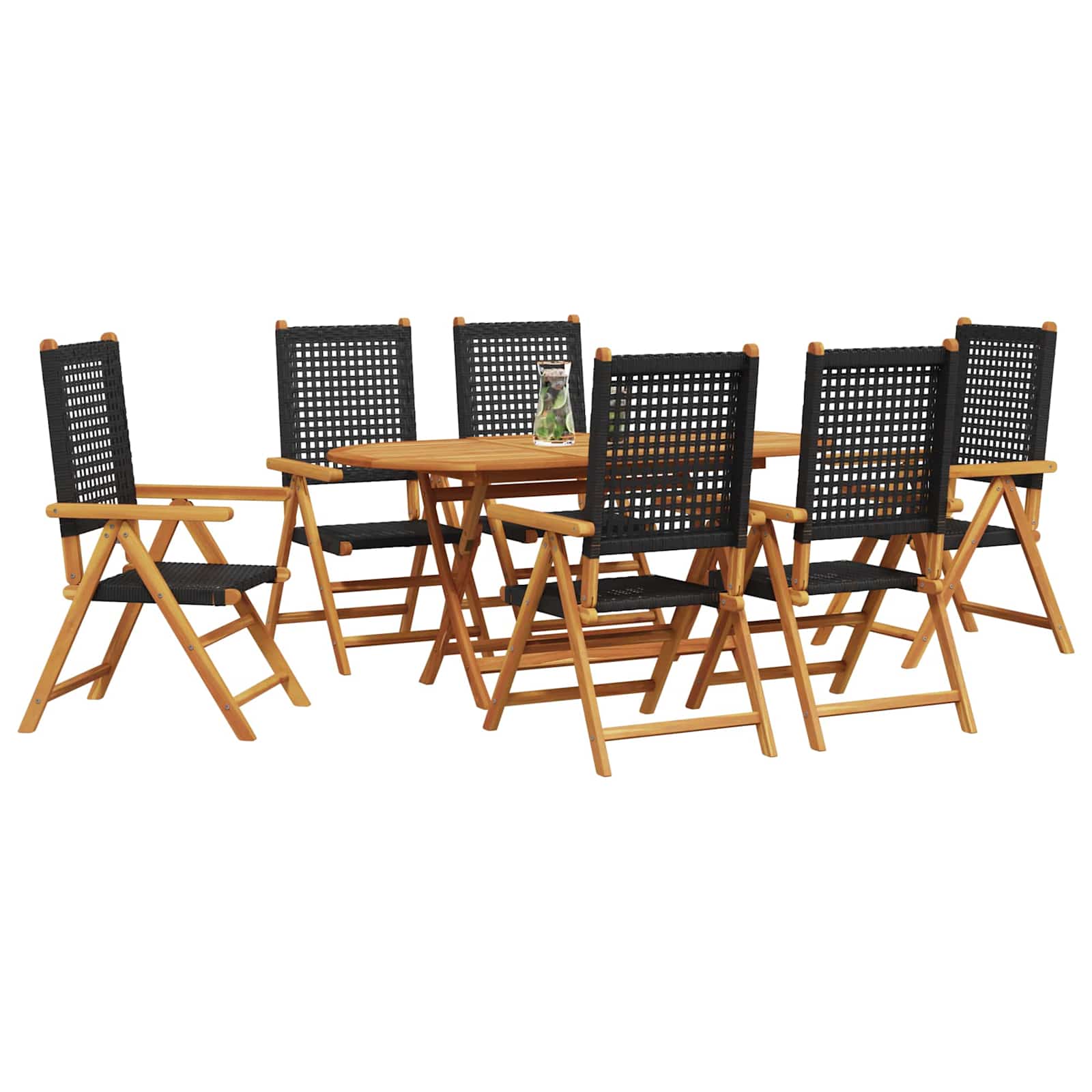 Garten Essgruppe 7 pcs Schwarz Massivholz Akazie