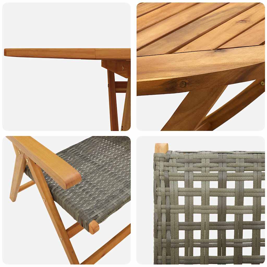 Garten Essgruppe 5 pcs Grau Massivholz Akazie