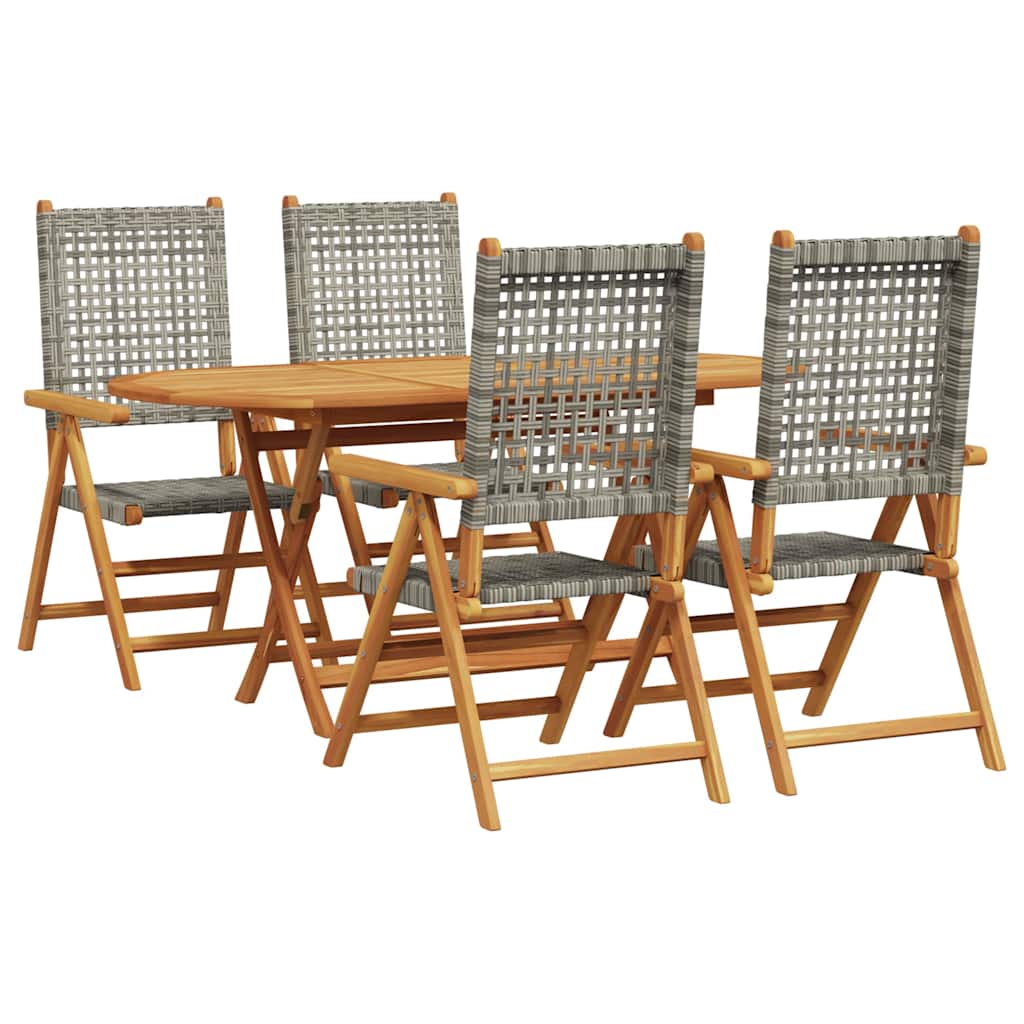 Garten Essgruppe 5 pcs Grau Massivholz Akazie