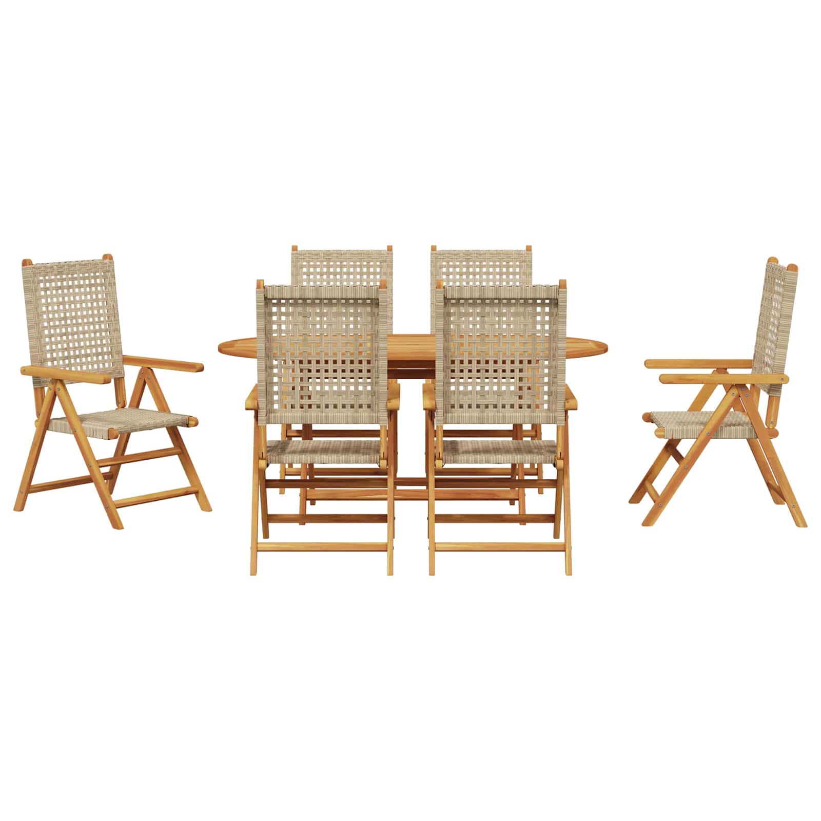 Garten Essgruppe 7 pcs Beige Massivholz Akazie
