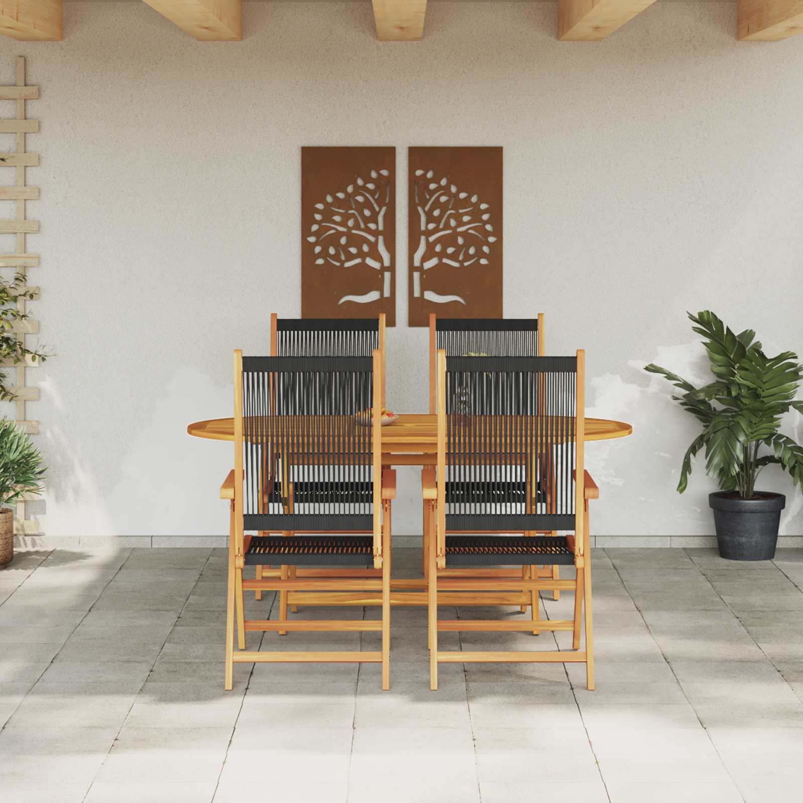 Garten Essgruppe 5 pcs Schwarz Massivholz Akazie