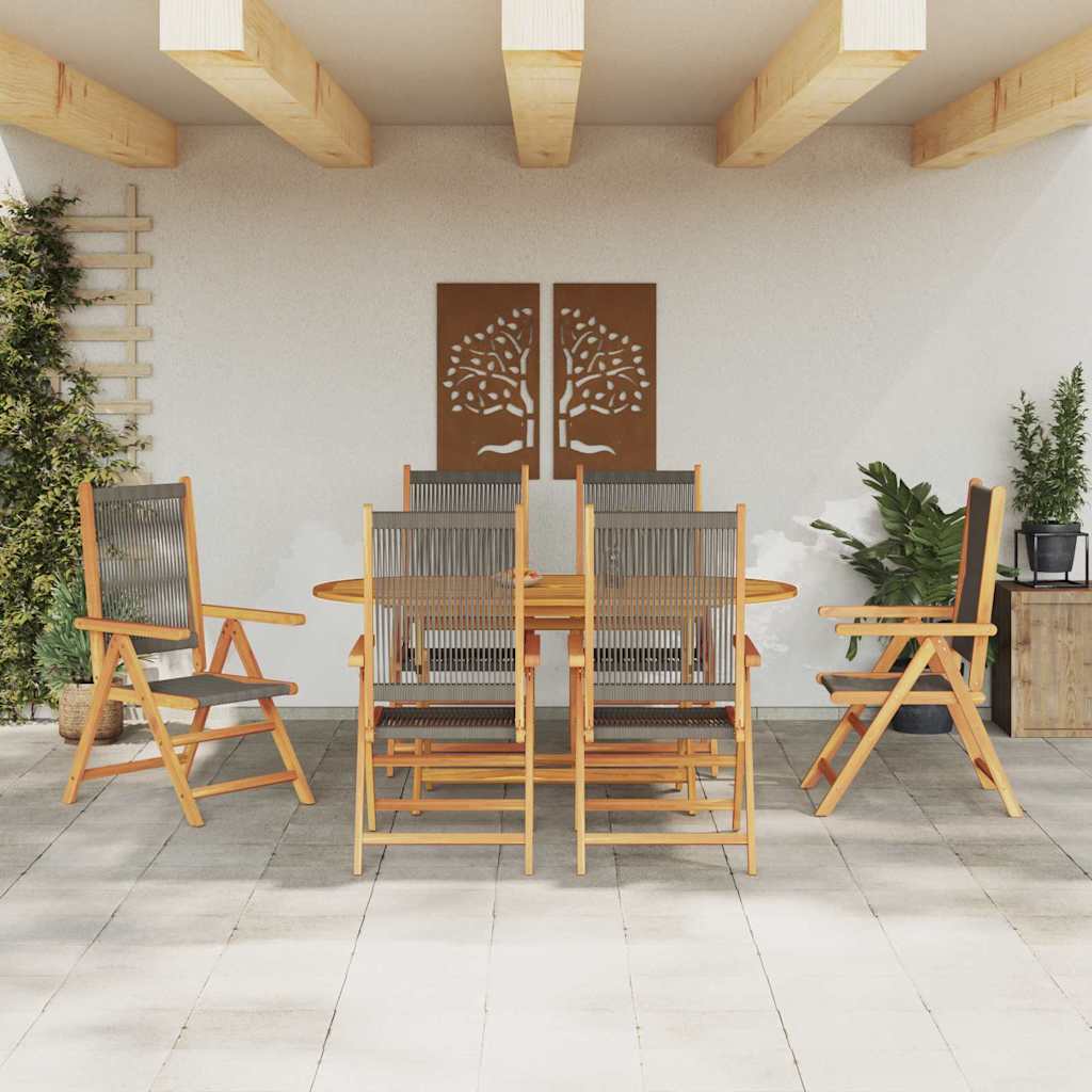 Garten Essgruppe 7 pcs Grau Massivholz Akazie