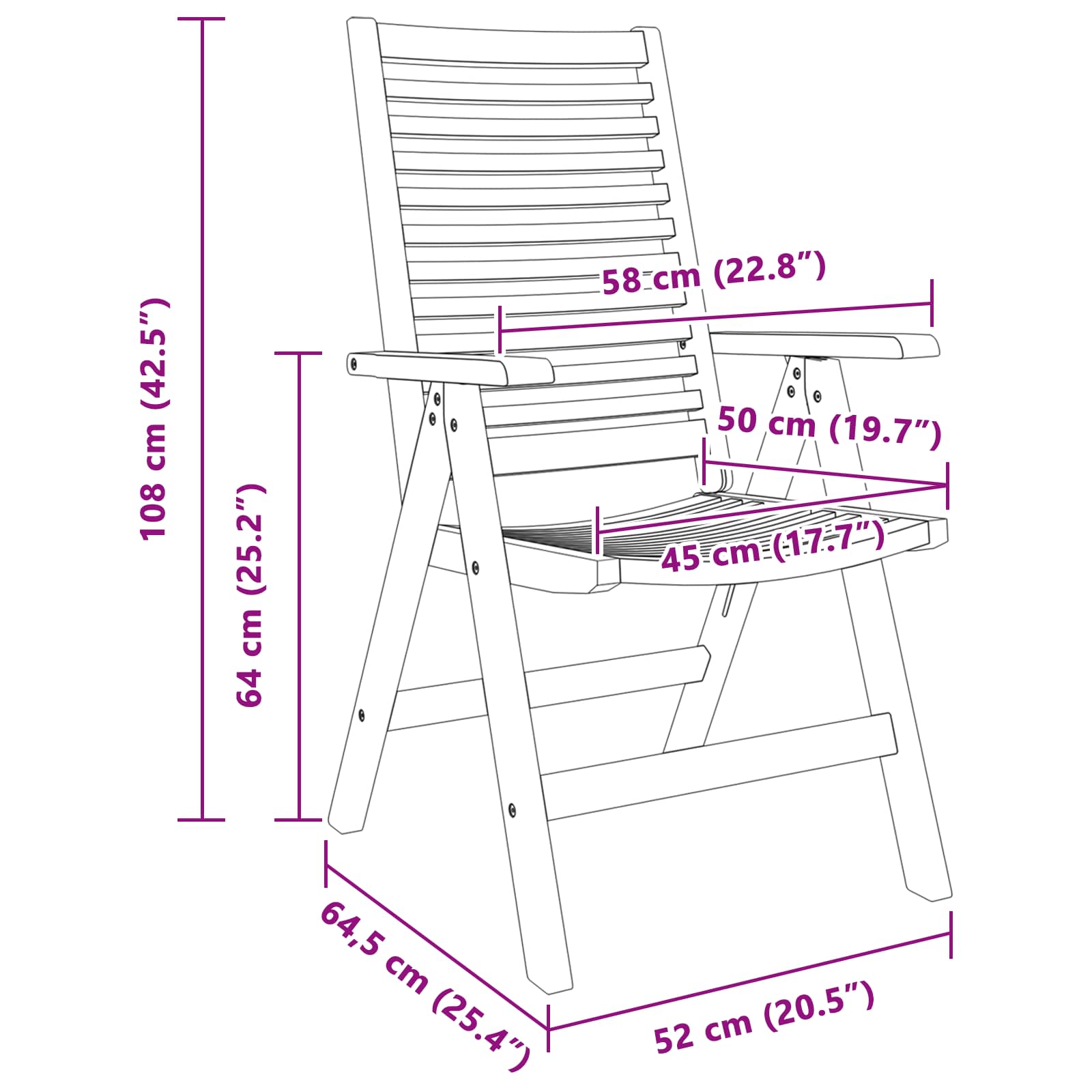 Stuhl 4 pcs Braun 64,5 x 52 x 108 cm Massivholz Teak